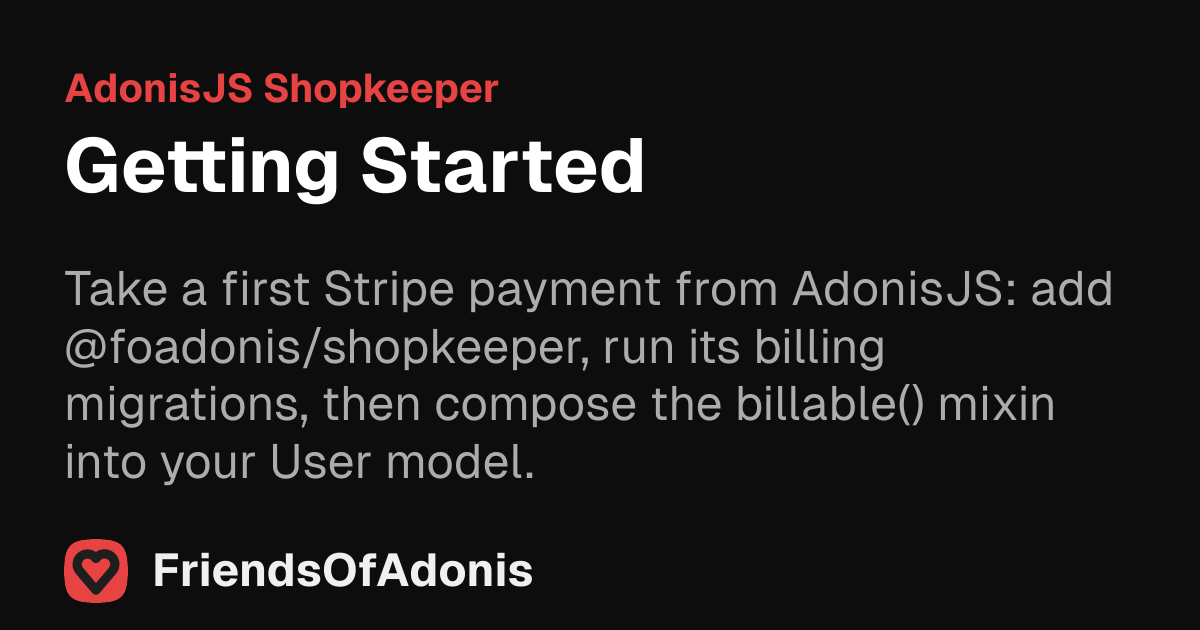Getting Started | Friends Of Adonis